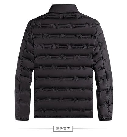 Graphene Self-Heating Down Jacket for Men – Solid Windproof, Pleated Stand Collar, Warm Winter Outerwear