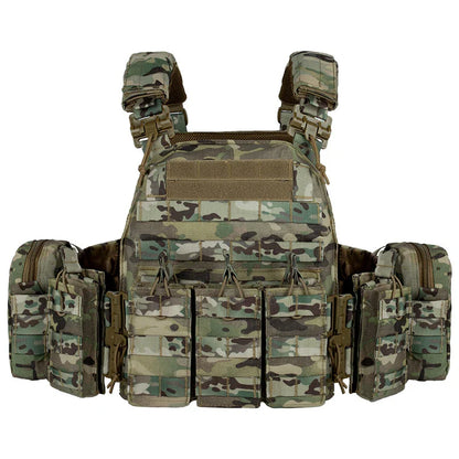 YAKEDA 6094 Tactical Vest – Lightweight Quick Release Combat Plate Carrier, 1000D Nylon Molle Hunting Vest in Black