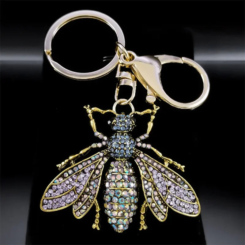 Colorful Crystal Bear Keychain - Rhinestone Alloy Bag Charm, Fashion Key Ring & Jewelry Accessory