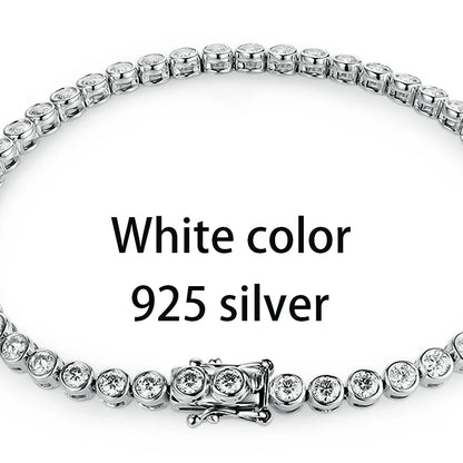 Kuololit Bezel Set Moissanite Tennis Bracelet – Solid 14K/10K/925 Silver, Round D VVS1 for Women, Engagement & Christmas Jewelry