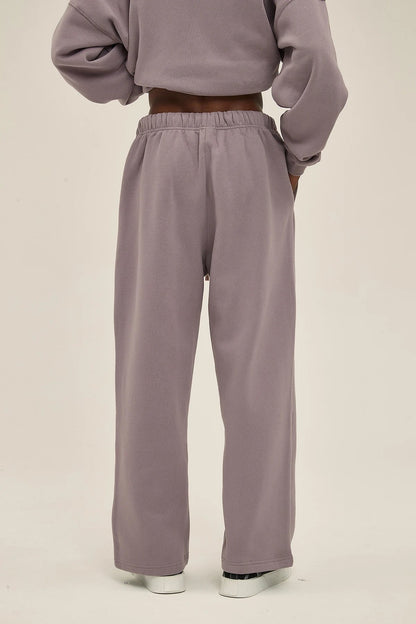 Straight-Lined Solid Color Cashmere Sweatpants – Soft Cozy Lounge Pants
