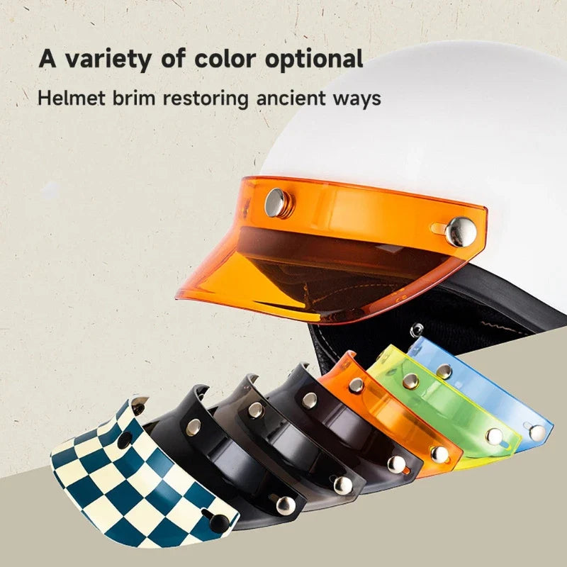 3 Snap-Button Universal Helmet Visor – Windproof Flip Shield for Open Face Motorcycles