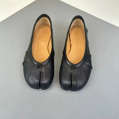 Women’s Luxury PU Leather Tabi Flats – Handmade Split-Toe Mule Shoes, Fashion High-Quality Designer Slip-On Footwear