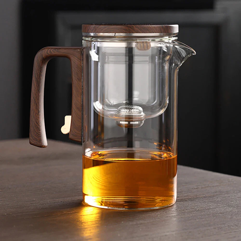 Glass Tea Pot Kettle with Magnetic Infuser - 520ML/720ML Tea Filtration Cup Set with One-Click Switch
