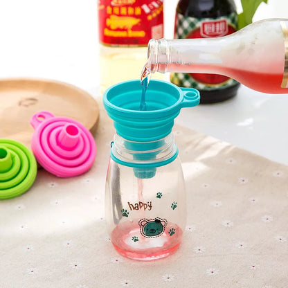 2PCS Silicone Folding Telescopic Funnel - Creative Household Liquid Dispensing Mini Kitchen Tools with Long Neck