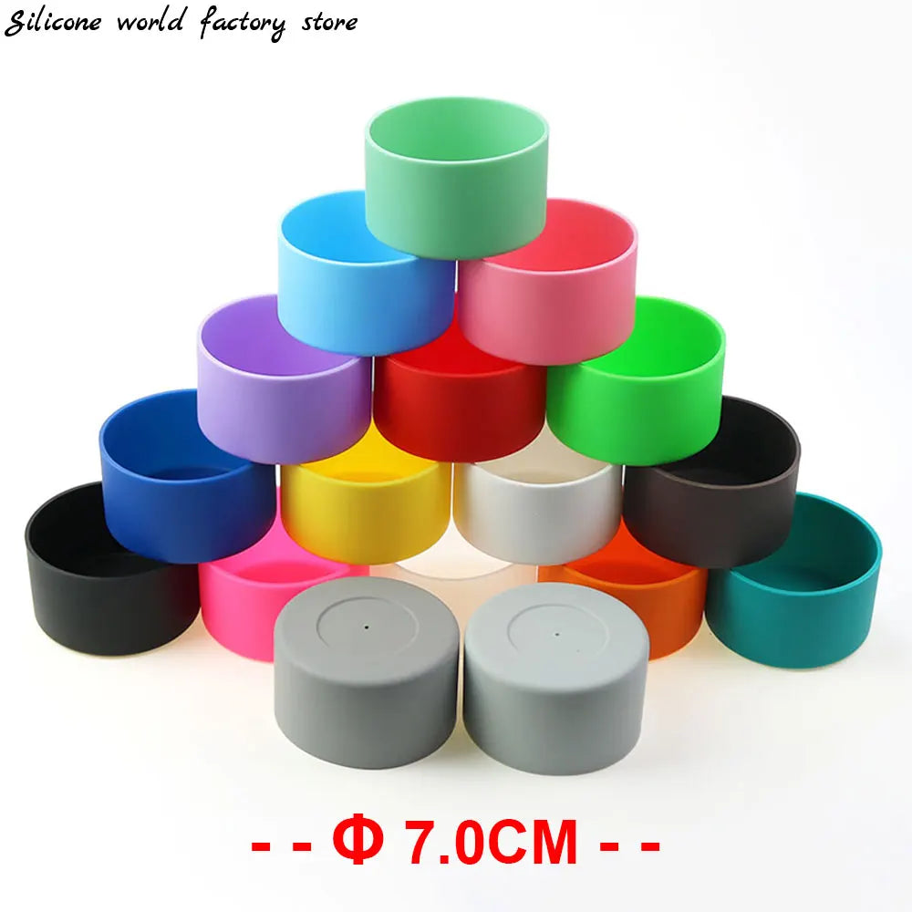 17 Colors 7.0CM Silicone Cup Bottom Cover – Heat Insulation Coaster Sleeve & Anti-Slip Water Bottle Sleeve