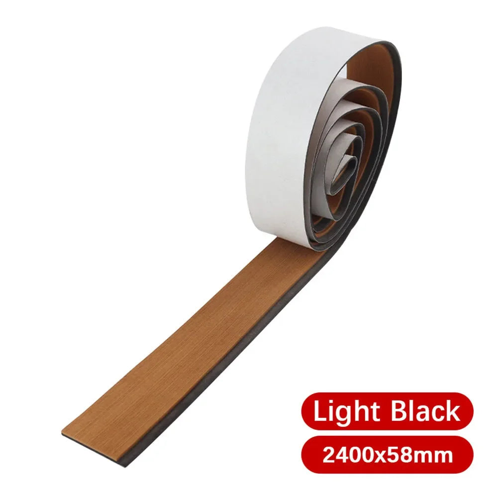 58x2400x5mm Brown EVA Foam Yacht Deck Mat – Imitated Teak Anti-Skid Boat Flooring Strip