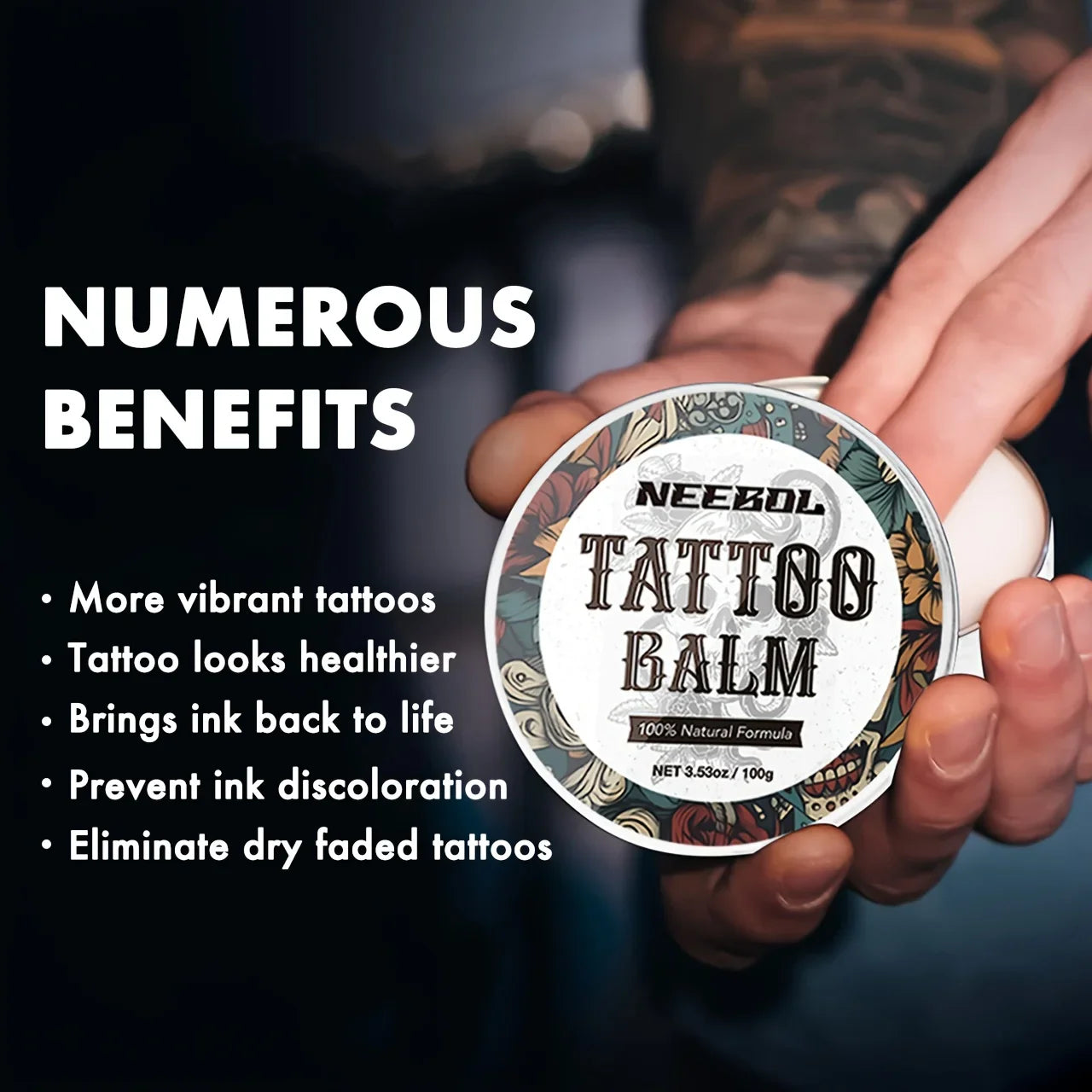 Tattoo Aftercare Butter Balm – Natural Ingredient Cream for Ink Color Enhancement & Moisturizing Old & New Tattoos