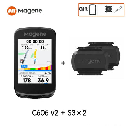 Magene C606V2 GPS Bike Computer – Touchscreen Cycling Speedometer with WiFi, Bluetooth, ANT+, Navigation, Climb & Odometer Functions