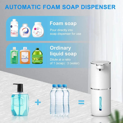 Smart 380ml Touchless Foaming Soap Dispenser - USB Rechargeable, 4-Level Foam Control