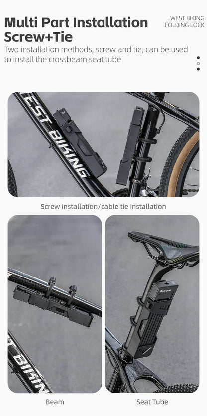 WEST BIKING Foldable Bike Lock – Heavy Duty Anti-Theft Chain Cable Padlock with 3 Keys for Bicycle & Motorcycle Security