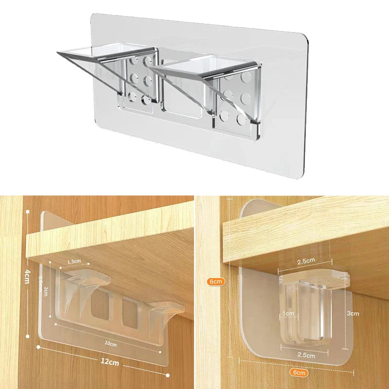 Strong Non-Marking Adhesive Patch Hook - Non-Punching Transparent Wall Hanging Shelf Buckle, No-Nail Auxiliary Patch