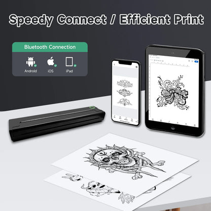 Portable Thermal Tattoo Stencil Printer – A4 Wireless Bluetooth Photo & PDF Printing from Smartphone