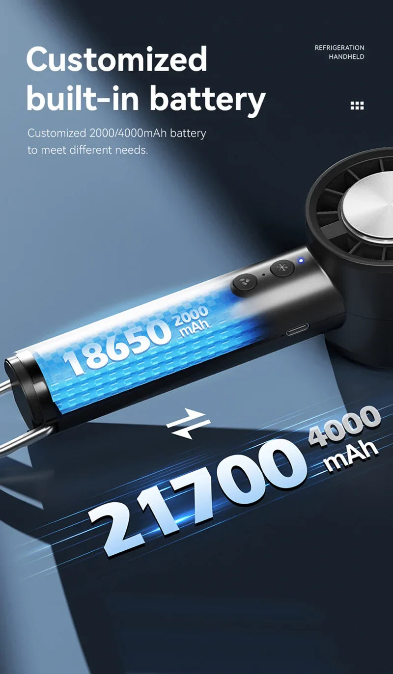 Silent High-Speed USB Handheld Fan – Portable Small Fan with LED Display, High Wind Power, and Cooling Air Conditioner Function