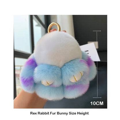 10cm Cute Plush Bunny Keychain – Women’s Fur Pom Pom Angel Rabbit Bag Charm & Toy Pendant for Girls