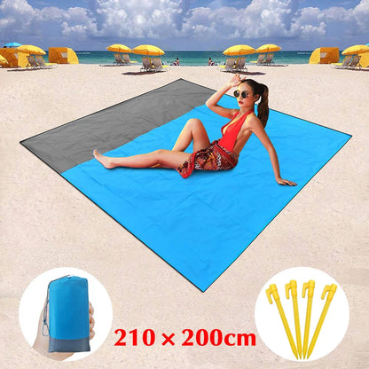 Waterproof Outdoor Beach Blanket | Portable Picnic Mat with Sun Shade Tent Tarp - Camping Ground Mat with Storage Sack
