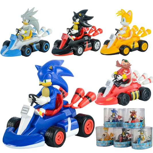Anime Sonic the Hedgehog Pull Back Car Toy — Cartoon Figure Model, Kids Gift, Party & Home Decoration