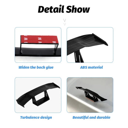 Black Mini Tail Fins Spoiler - Universal Car Exterior Racing Style Decorative Wing Accessories