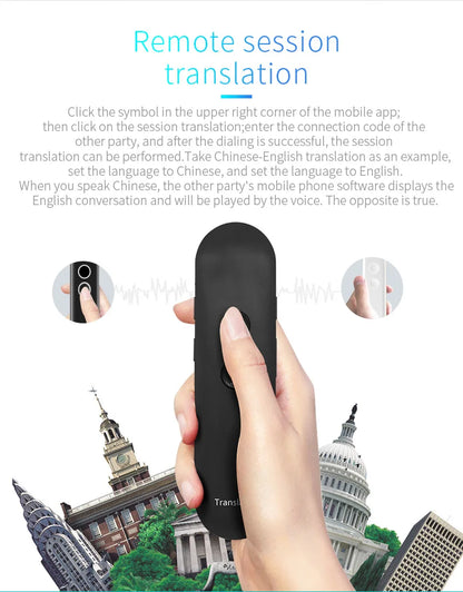 2024 T4 Portable Wireless Smart Translator - Two-Way Instant Voice Translation in 40 Languages, Bluetooth Multi-Language App