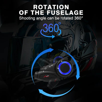 MAXTO M3 Motorcycle Helmet Bluetooth Headset — 1080P WiFi Video Recorder, Waterproof Intercom for 6 Riders, 1000m Range