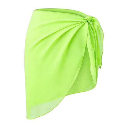 Women's Summer Sheer Sarong Cover-Up - Solid Chiffon Bikini Wrap Beach Skirt