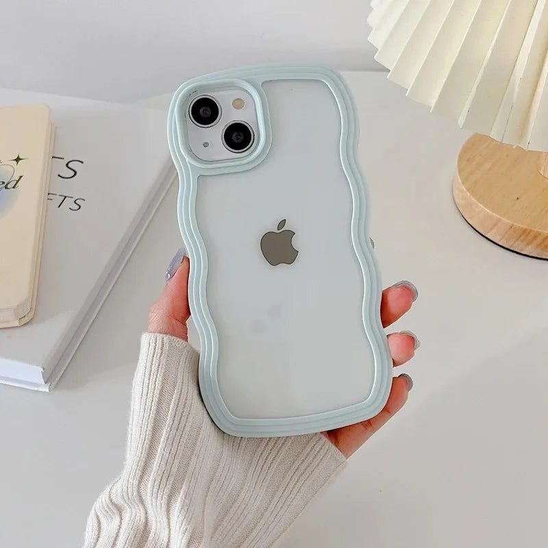 Candy Wavy Lines Bumper Case for iPhone 16/15/14/13/12/11 Pro Max Plus XR XS Max – Shockproof Clear Hard Back Cover