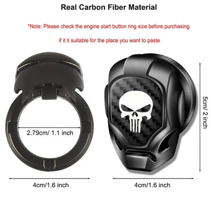 Skull Car Push Start Button Cover – Aluminum Alloy Carbon Fiber Anti-Scratch Engine Starter Protector