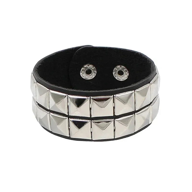 Punk Rock Hip Hop PU Leather Bracelet – Unisex Skull, Pentagram & Rivet Chain Bracelet, Trendy Party Jewelry Accessory