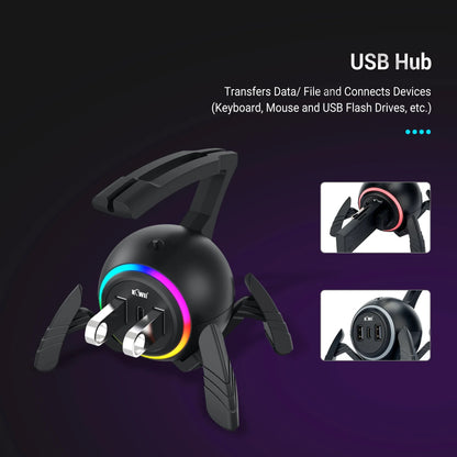 RGB Mouse Bungee with USB Hub – Flexible Mouse Cable Holder and Cord Organizer for Gaming and Esports
