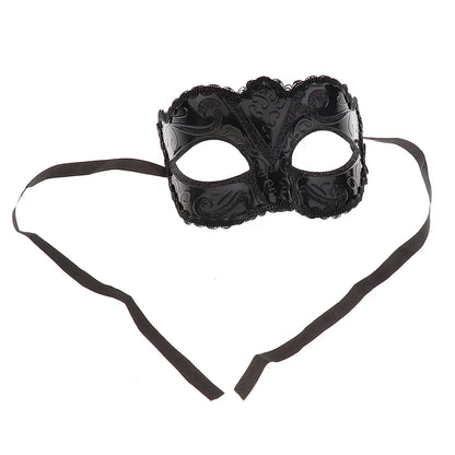 Black Lace Half Face Fox Mask – Venetian Masquerade Eye Mask with Tiara for Carnival & Party Wear