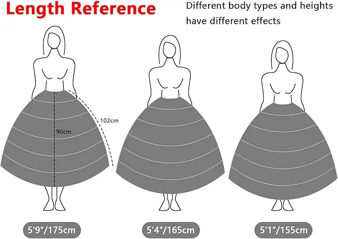 6-Hoop Crinoline Petticoat - White Long Wedding Dress Underskirt for Ball Gowns
