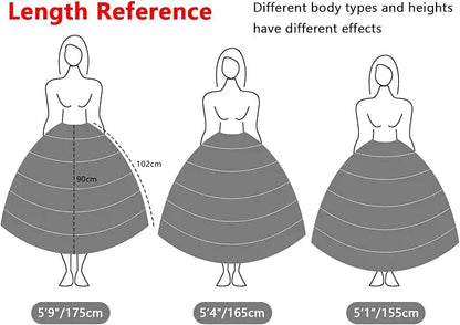 6-Hoop Crinoline Petticoat - White Long Wedding Dress Underskirt for Ball Gowns