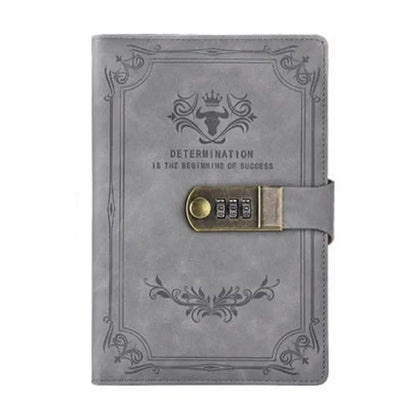 A5 Retro Password Book with Lock – 200 Pages Thickened Diary Notebook, Creative Student Stationery Ledger Binder Organizer