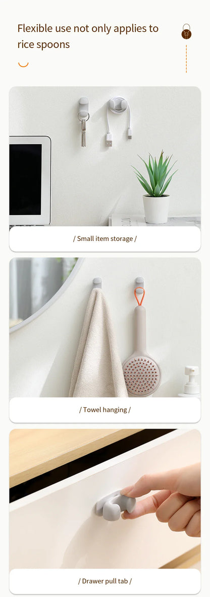 Silicone Rice Spoon Holder — Wall-Mounted Kitchen Storage Rack & Cooker Spoon Placement Shelf