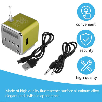 TD-V26 Portable Digital FM Radio & Wireless Speaker — Mini Stereo Receiver with LCD Display, SD/TF Card Support