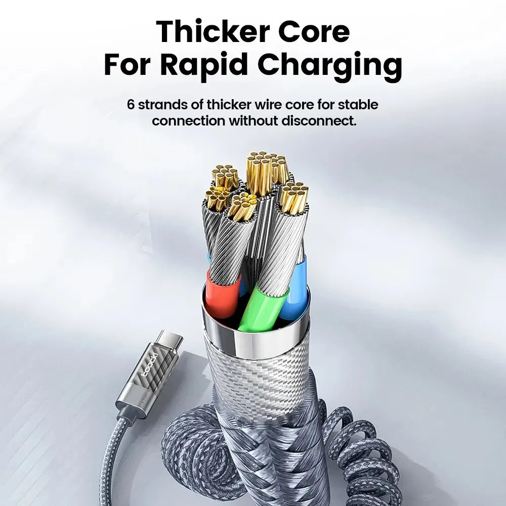 Toocki Type-C to Type-C Cable - 100W Display Fast Charging USB-C PD Cable, Transparent for iPhone 15, Xiaomi, MacBook