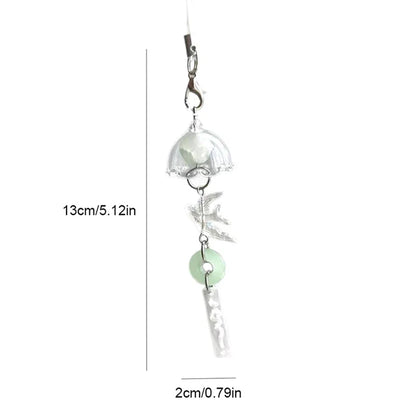 Y2K Green Flying Bird Beaded Keychain – Wind Chime Charm for Phone, Camera, Earphone Case
