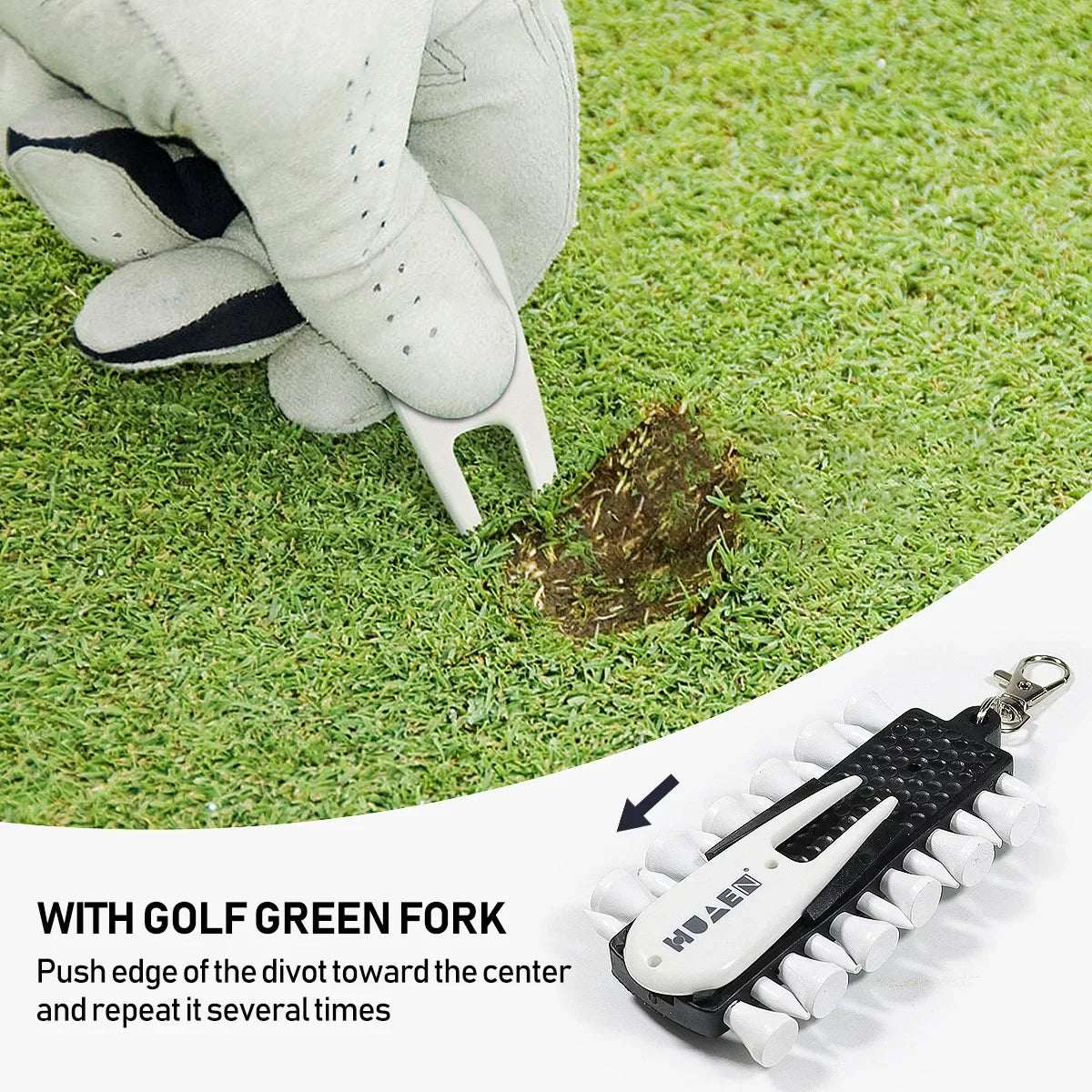 OTAUTAU Portable Golf Tee Rack with 12 Tees, Green Fork & Pencil – Golf Accessory Storage TC001