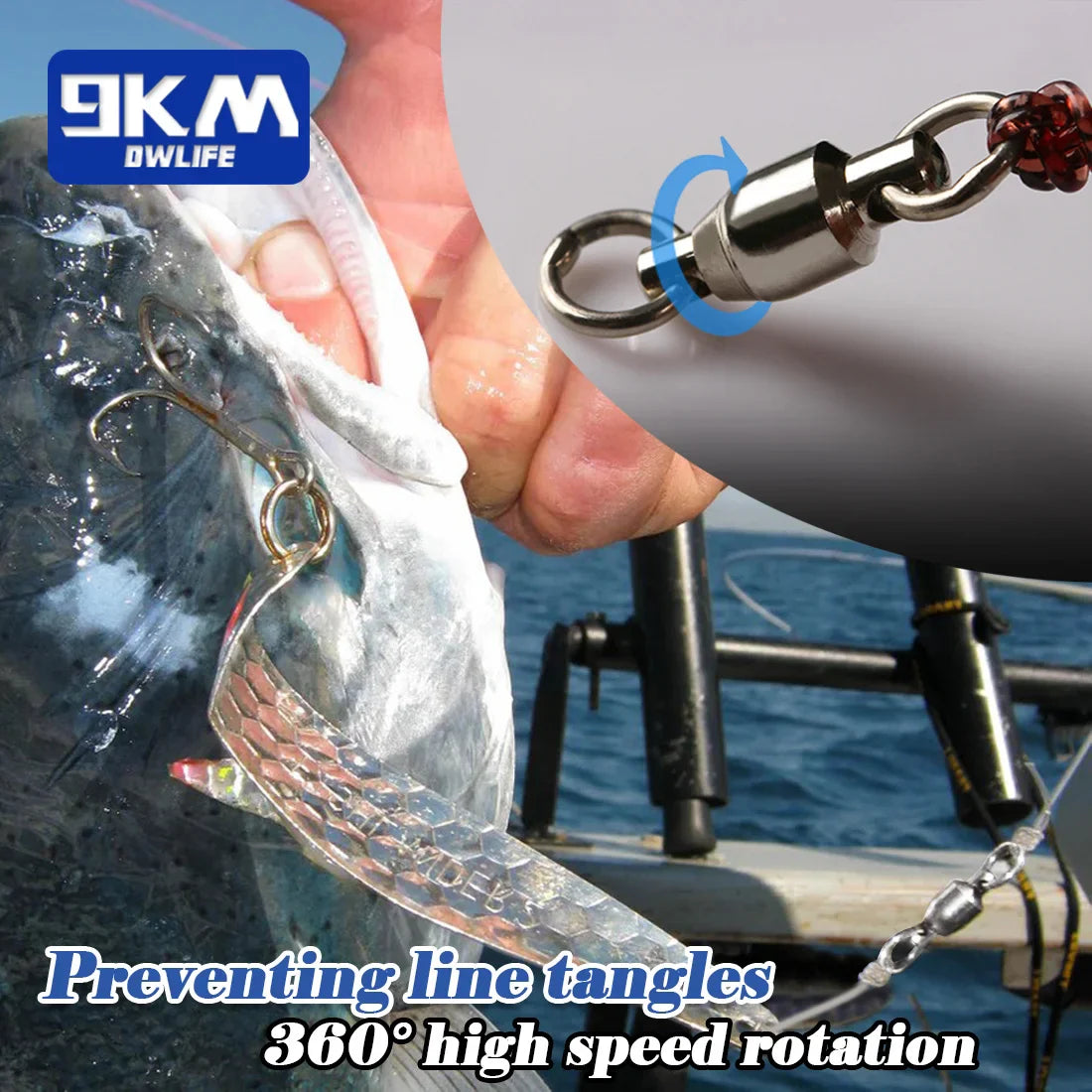 20-100 Pack Ball Bearing Fishing Swivels – Stainless Steel Solid Ring Connector for Freshwater & Saltwater Trolling, Bait & Lure