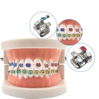 PIORPOY Dental Brackets – 20 Pcs Metal Monoblock Mini Roth MBT 022 with Hooks for Orthodontic Treatment