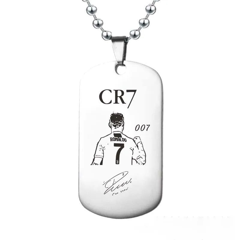 HNSP Stainless Steel Soccer Pendant Necklace – Cristiano Ronaldo & Lionel Messi CR7 Chain for Men