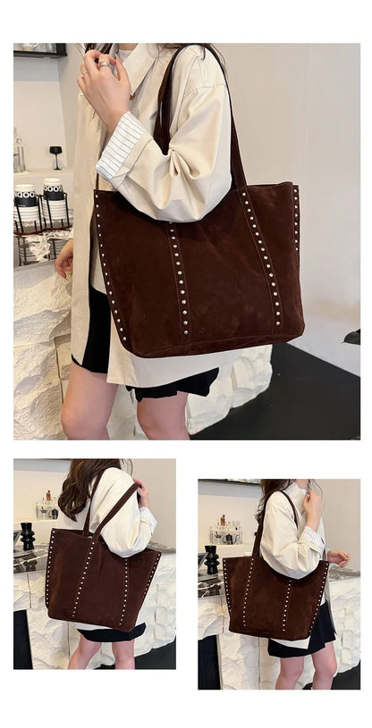 2025 Women’s Faux Suede Handbag – High-Quality, Versatile Large Capacity Shoulder Bag