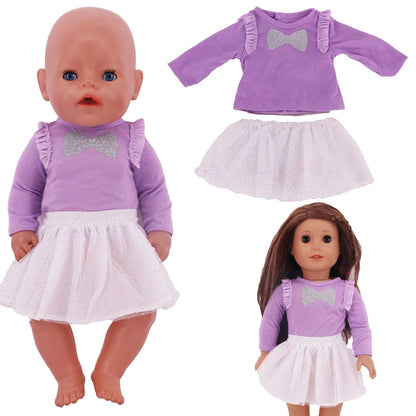 18-Inch Doll Nightdress Outfit — Purple Series Clothes for American & 43CM Baby Dolls, Our Generation Doll Gift