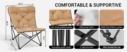 KingCamp Portable Foldable Butterfly Chair – Comfortable Upholstered Seat for Camping, Dorm & Outdoor, 300 lbs