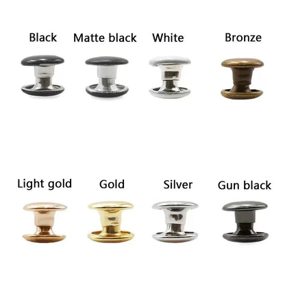 100 Sets Metal Double Cap Round Rivets 6-8mm – Nail Spike Studs for Leather Craft, Shoes, Bags & DIY Accessories