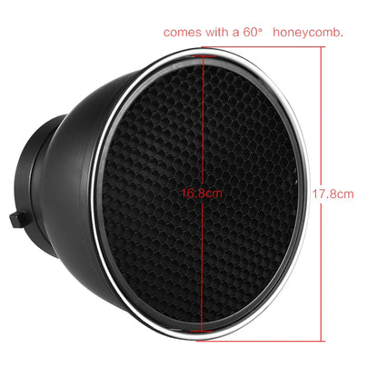 Andoer 7" Reflector Diffuser Lamp Shade – 60° Honeycomb Grid for Bowens Mount Studio Strobe Flash & Speedlite