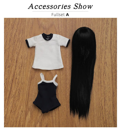 Shuga Fairy Mirai 1/5 BJD Doll with Ruoguan Body, Long Black Hair, Juvenile Features, Resin Joint Doll for Collectors