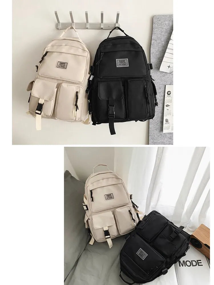 Multi-Pocket Nylon Backpack — Large-Capacity School & Computer Bag for Men & Women