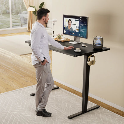 Electric Standing Computer Desk – Height Adjustable Ergonomic Workstation with Metal Frame for Home or Office