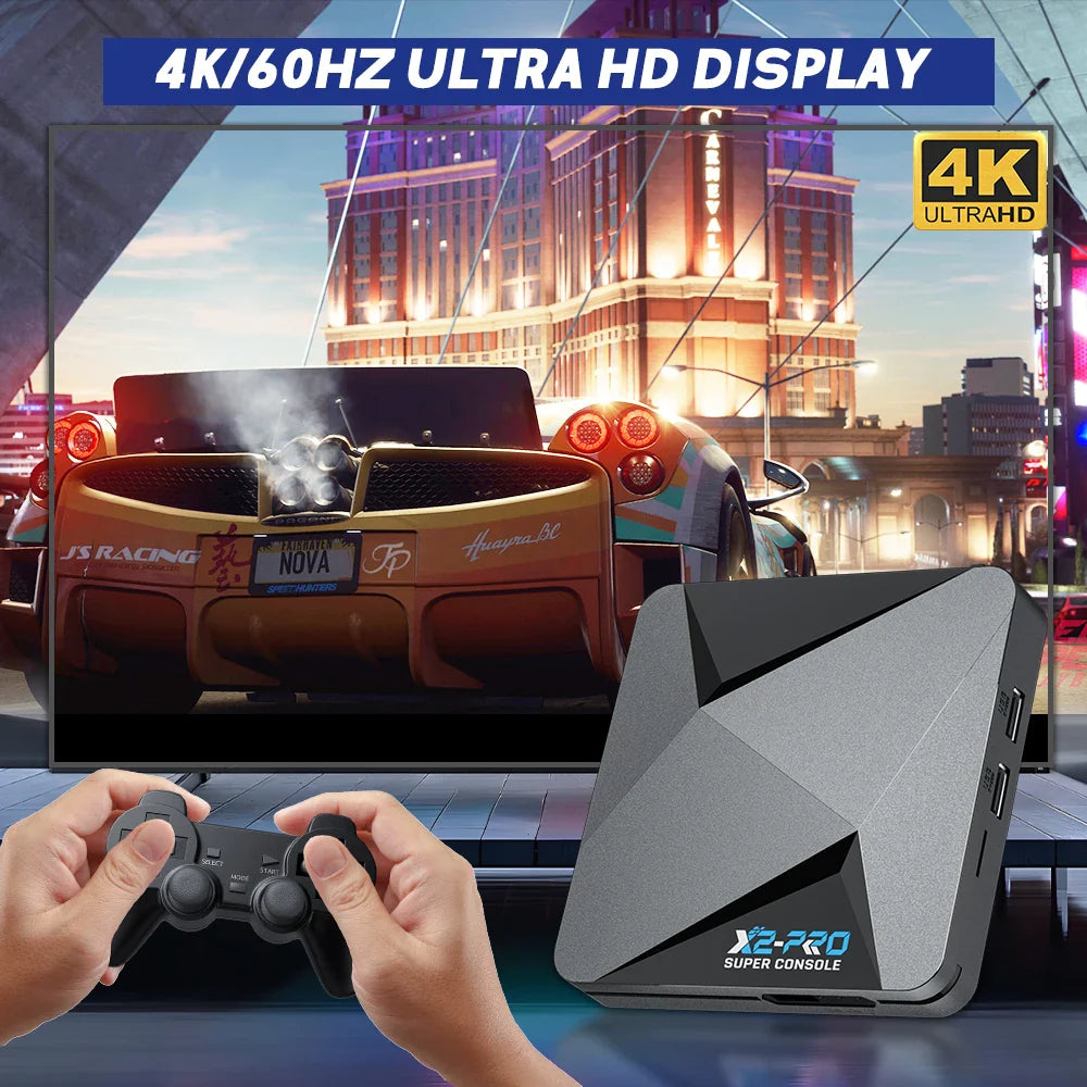 KINHANK Super Console X2 Pro Retro Game Box with 60,000 Built-in Games – Arcade, MAME, DC & SS Support with Wireless Gamepad Gift Set